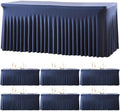 gogoparti 6 Pack Spandex Navy Blue Fitted Table Cloth for 6ft Rectangle Tables Navy Blue Stretch Tablecloth Banquet Table Covers Skirt Wrinkle Free Tablecloths for Parties Wedding by Gogoparti