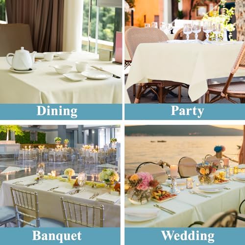 VidaFete 6 Pack 90 * 132inch Ivory Rectangle Tablecloth for 6ft Tables - Image 6