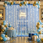 20ft x 15ft Baby Blue Tulle Photo Backdrop Curtain with Lights String for Parties Wedding Sheer Light Blue Curtain Backdrop for Baby Shower Boy Birthday Party Gender Reveal Photo Booth Background - Image 3