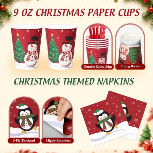 Honeydak 210 Pcs Christmas Plates and Napkins Party Supplies - Image 4