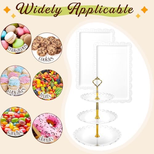 Baderke 4 Pcs Buffet Risers with Cupcake Stand Holder Tray, Transparent - Image 4