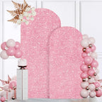 MODFUNS Glitter Arch Covers 7.2&6ft Pink Gold Wedding Arch Cover Set of 2 Spandex Arch Covers Stretchy Backdrop Sequin Arch Stand Cover Round Top Balloon Arch Covers for Wedding Party Event Decor by MODFUNS