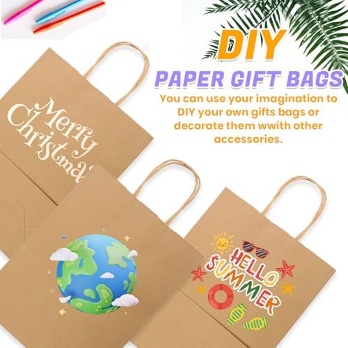 XPCARE Large Brown Paper Bags, 100 Pcs 10x5x13 Paper Gift Bags with Handles - Image 4