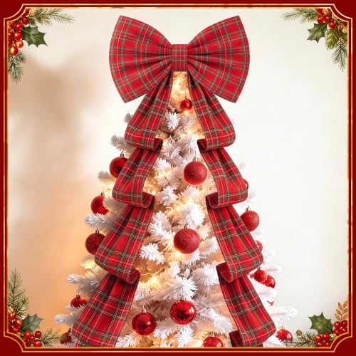 Riceshoot 32x250 Inch Christmas Tartan Plaid Red Bow, Giant Decorations - Image 4