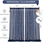 20×10ft Navy Blue Tulle Backdrop Curtain with Lights String for Parties, Sheer Photo Backdrop Curtains for Wedding Party Photography Background - Image 3