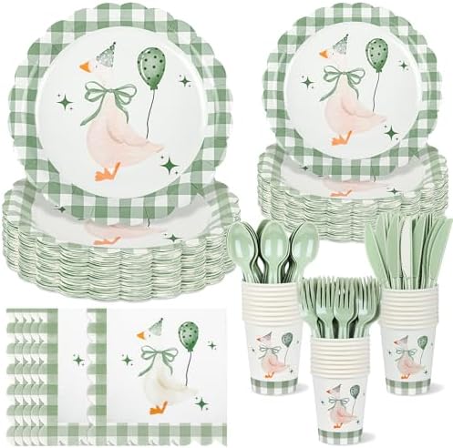 175PCS One Silly Goose Birthday Party Tableware Set,Serve for 24 Guests by Unknown