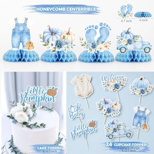 Little Pumpkin Baby Shower Decorations Party Supplies Blue - Image 6