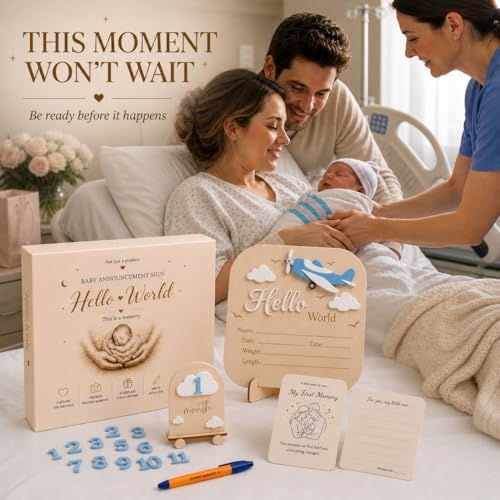 Baby Announcement Sign – Monthly Milestone Signs - Gift Registry By Name, 3D Wooden Baby Welcome Sign with Dreamy Sky Adventure Details, Monthly Keepsake Numbers, Baby Room Décor, Forever Keepsake - Image 6
