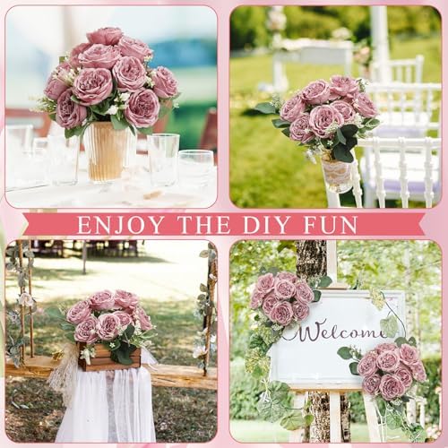 12 Bundles Dusty Pink Artificial Peonies Silk Flowers Bulk - Image 5