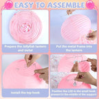 12Set 10" LED Jelly Fish Paper Lanterns 8 Color Jellyfish Mermaid Party Decor Pink Pastel Hanging Jellyfish Mermaid Decor Under The Sea Paper Lantern Lamp for Ocean Birthday Girl Baby Shower Baby Room - Image 4