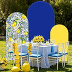FYSUIMU 3 Pcs Mediterranean Lemon Arch Backdrop Covers Yellow Blue Stretchy Spandex Arch Stand Fabric Cover for Amalfi Coast Wedding Birthday Party Decoration (4ft/5ft/6ft) - Image 5