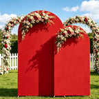 Set of 2 Metal Arch Backdrop Stands with Red Covers, 6/7.2FT - Image 2