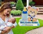 Personalized Bear Welcome Home Baby Boy Yard Sign, Newborn Lawn Decor - Image 2