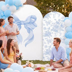 Mindsoft 2 Set Blue Bow Floral Arch Backdrop Cover 7.2ft 6.6ft - Image 5