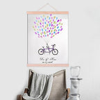 Rustic Wedding Guestbook Alternative Purple Bicycle with Ballons Fingerprint Guest Sign-in Book Party Decoration Wedding Favors Accessories Ready to Hang-80x120cm - Image 4