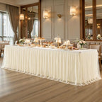 6 Pack Champagne Tablecloth for 8 Foot Rectangle Tables Tulle Table Skirt - Image 4