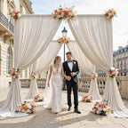 20ft x 12ft Wrinkle Free Beige Backdrop Curtains for Parties, Silky Photo Backdrop Drapes 12FT Long Back Drop Cloth for Wedding Birthday Photography Background Decor - Image 2