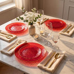 I00000 150 Pcs Clear Red Plastic Plates, Disposable Hammer Party Plates - Image 4