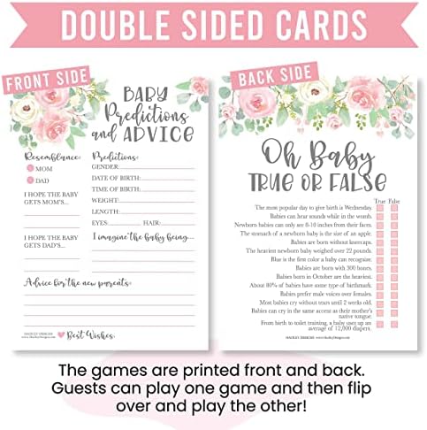 Hadley Designs 50 Floral Baby Prediction And Advice Cards, Trivia Games, etc, 25 Love or Labor, Boobs Or Baby Butts Game - 6 Double Sided Cards Baby Shower Games Funny, Baby Shower Party Supplies - Image 6