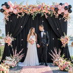 6 Panels Black Backdrop Curtain for Parties Black Wrinkle Free 30ft x 10ft Backdrop Drapes for Birthday Party Wedding Photo Photography Polyester Fabric Background Decoration - Image 5