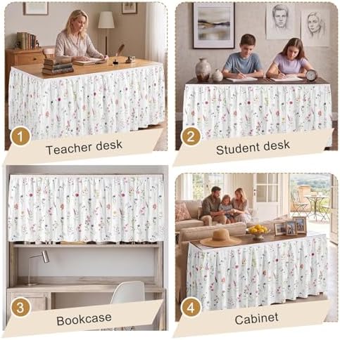 Sanwarm Table Skirt, 29" x 108", for Rectangular & Round Desk Botanical - Image 6