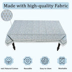 Ridhi Harbor Blue Hand Block Print Cotton Rectangle Tablecloth 54x54 inch Reusable Table Cover Decorative Everyday Use for Dining Room, Farmhouse, Home Gift for Spring, Summer - Image 7