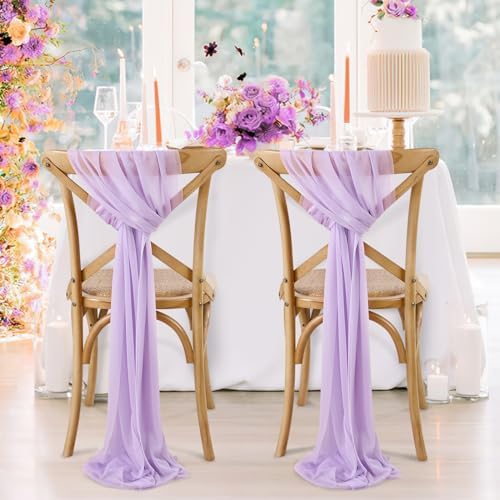 Fanqisi Light Purple Chair Sashes 16 Pieces 8ft Long Chair Designed Decorative Soft Chair Sashes for Wedding Aisle Chairs Decoration - Image 4