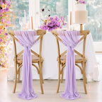 Fanqisi Light Purple Chair Sashes 32 Panels 8ft Sheer Soft Chair Covers for Wedding Chairs Decoration - Image 2