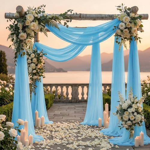 Pack of 1 Wedding Arch Drape Panel Fabric 30" x 40ft - Turquoise - Image 4
