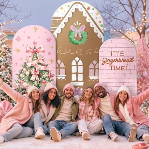 Moukeren 3 Pcs Pastel Pink Gingerbread Arch Cover 4ft 5ft 6ft Decor - Image 4