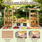 Wooden Cupcake Stand, Foldable 3 Tier Cupcake Display Stand, Walnut Brown - Image 2