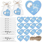 Funnymoom 25 Sets Baby Shower Thank You Favors Heart Bottle Opener, Blue by Funnymoom