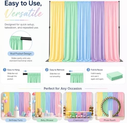 Unicorn Backdrop Pastel Rainbow Backdrop for Girls Birthday Baby Shower Unicorn Theme Party Decorations 10×10ft - Image 3