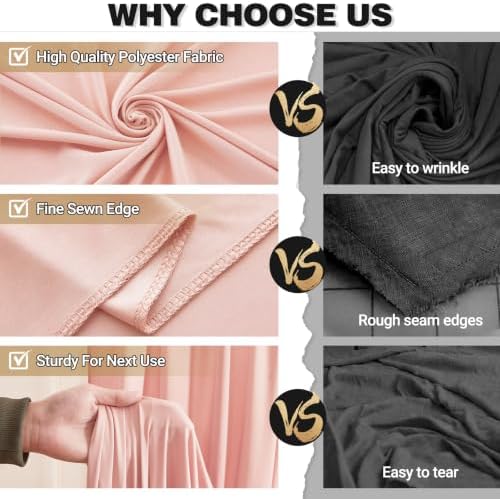 40x10ft Blush Pink Backdrop Curtain Panels for Parties - Wrinkle Free Polyester Photo Curtain Backdrop Wedding Back Drop Fabric Drapes for Party Decorations Background for Photography - Image 6