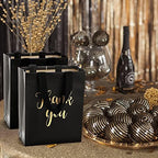 Fumete 50 Pcs Black Glossy Thank You Gift Bag with Handles - Image 5