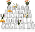 Glass Bud Vases Set of 32 - Assorted Small Mini Glass Vases for Flowers, Crystal Vintage Vase Set, Bulk Centerpieces for Table Décor, Wedding, Home and Events (Clear, 32 Pcs) by Unknown