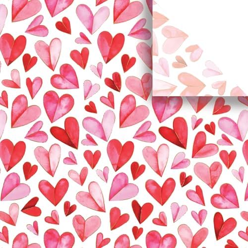 Jillson & Roberts Printed Unfolded Gift Tissue 20" x 30", Folded Hearts, 240 Sheets by JILLSONROBERTS