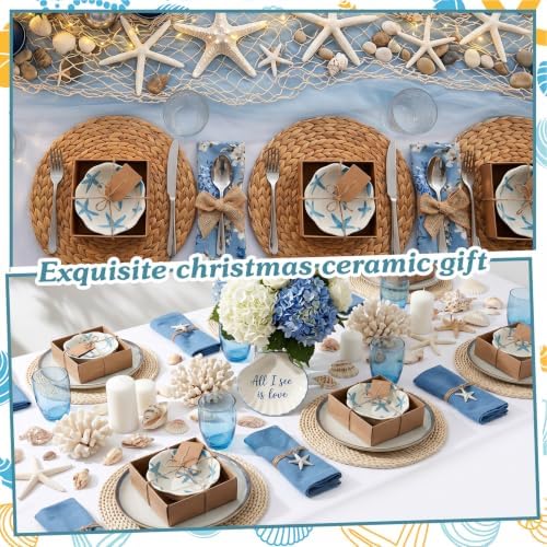 SiliFine 12 Pcs Beach Party Favors for Guests Small Ceramic Bowl Bulk Gifts 3.3 Inch Floral Design Mini Dipping Sauce Dish with Card Box for Bridal Pooja Baby Shower Birthday Guest Gift - Image 5