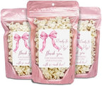 Pink Bow Baby Shower Popcorn Stickers and Bags, 30 Sets by SOAP+SAVANT