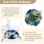 NUPTIO Flower Balls for Table Centerpieces: Royal Blue & White Fake Rose - Image 5