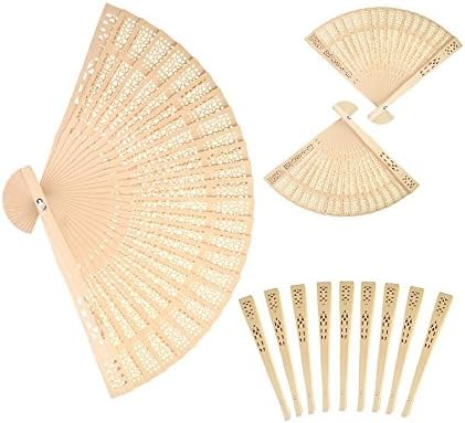 Sandalwood Hand Fans Set of 50 Folding Wedding Favor Gifts abanicos by Forsun