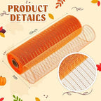 5 Rolls Fall Thanksgiving Mesh Ribbon and 5 Wood Signs, Orange - Image 3