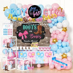 Hombae Boots or Bows Gender Reveal Decorations Kit, Cowboy or Cowgirl Gender Reveal Party Supplies with Balloons, Banner, Backdrop, Western Themed He or She Baby Shower Decor by Hombae