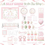 Silly Goose Baby Shower Decorations, All-in-one Silly Goose Birthday Decorations with Backdrop Plates Napkins Banner Silly Goose Balloon Arch, for Goose Baby Shower - Image 4