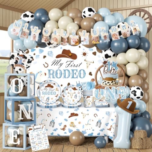 Cocomigo My First Rodeo Birthday Decorations Boy Set, Serves 25 Guests by cocomigoPartyHome