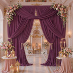 gogoparti 50ft x 12ft Burgundy Wrinkle-Free Backdrop Curtain for Wedding Parties, Thick Polyester 10 Panels 5x12ft for Wedding Birthday Baby Shower Halloween Photography Party Background - Image 2