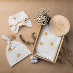 Miaoberry 100% Organic Cotton Baby Muslin Swaddle Blanket Set| Golden Boho Sunrays| Gender Neutral for Boys Girls|Yellow Mustard Orange Sun Rays| Hospital Newborn Receiving Blanket - Image 3