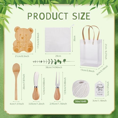 Baby Shower Prizes for Game Winners Bear Shaped Cheese Board Gift with Spoons Butter Spreaders Gift Bags Kitchen Towels Bridal Shower Party Favors for Guests (Bear Shaped, 4 Sets) - Image 4