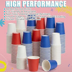 300 Pack 8 oz Disposable Patriotic Paper Cups Veterans Day Red White Blue - Image 4