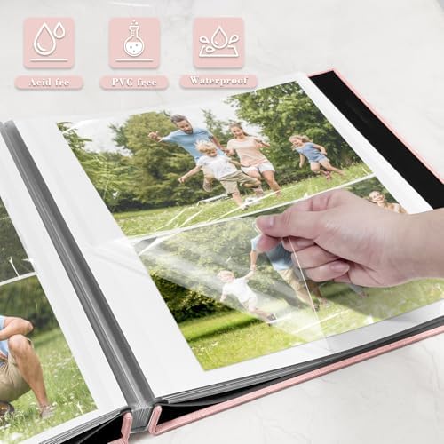 Large Photo Album Self Adhesive, DIY Scrapbook Album for 4x6 8x10 10x12 Pictures, 60 Pages Light Pink Linen Cover Memory Book, Ideal Gift for Family Wedding Baby Christmas Anniversary - Image 4